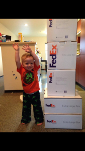 Idan in March 2014 packing our shipping boxes
